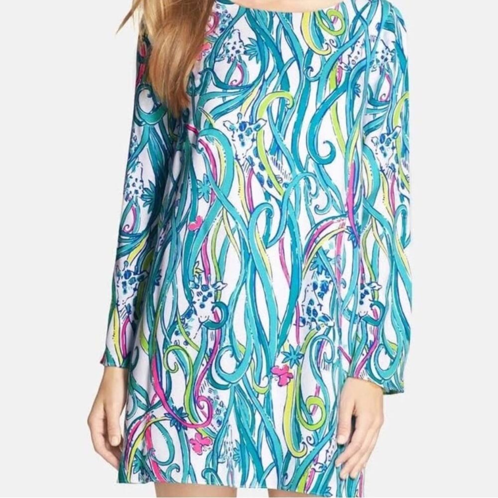 Lilly Pulitzer Colette Tunic Dress in Giraffe Print Bell Sleeve Size M